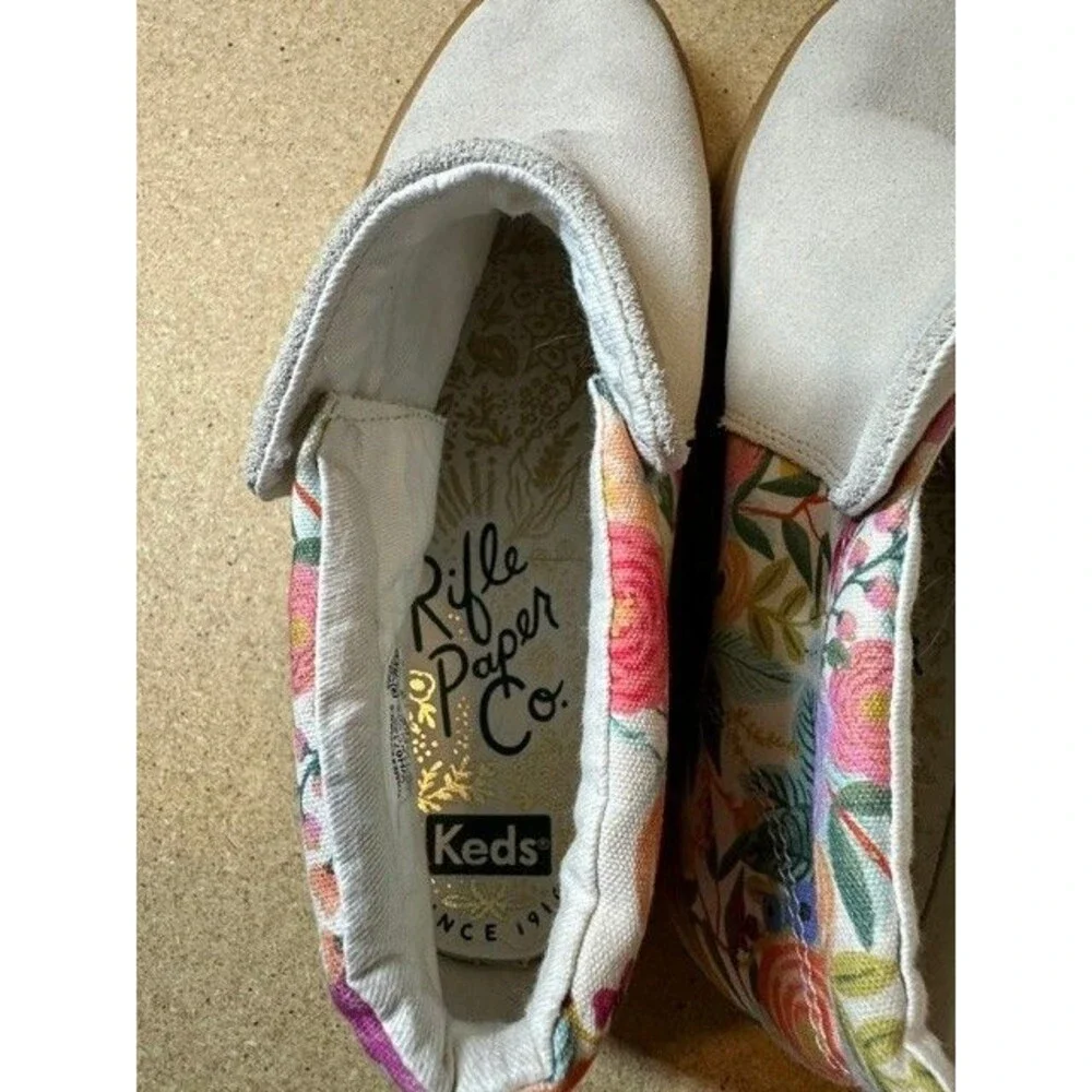 Keds x Rifle Paper Co Cooper Suede Floral High Top Sneakers Tan WH67126 Size 10